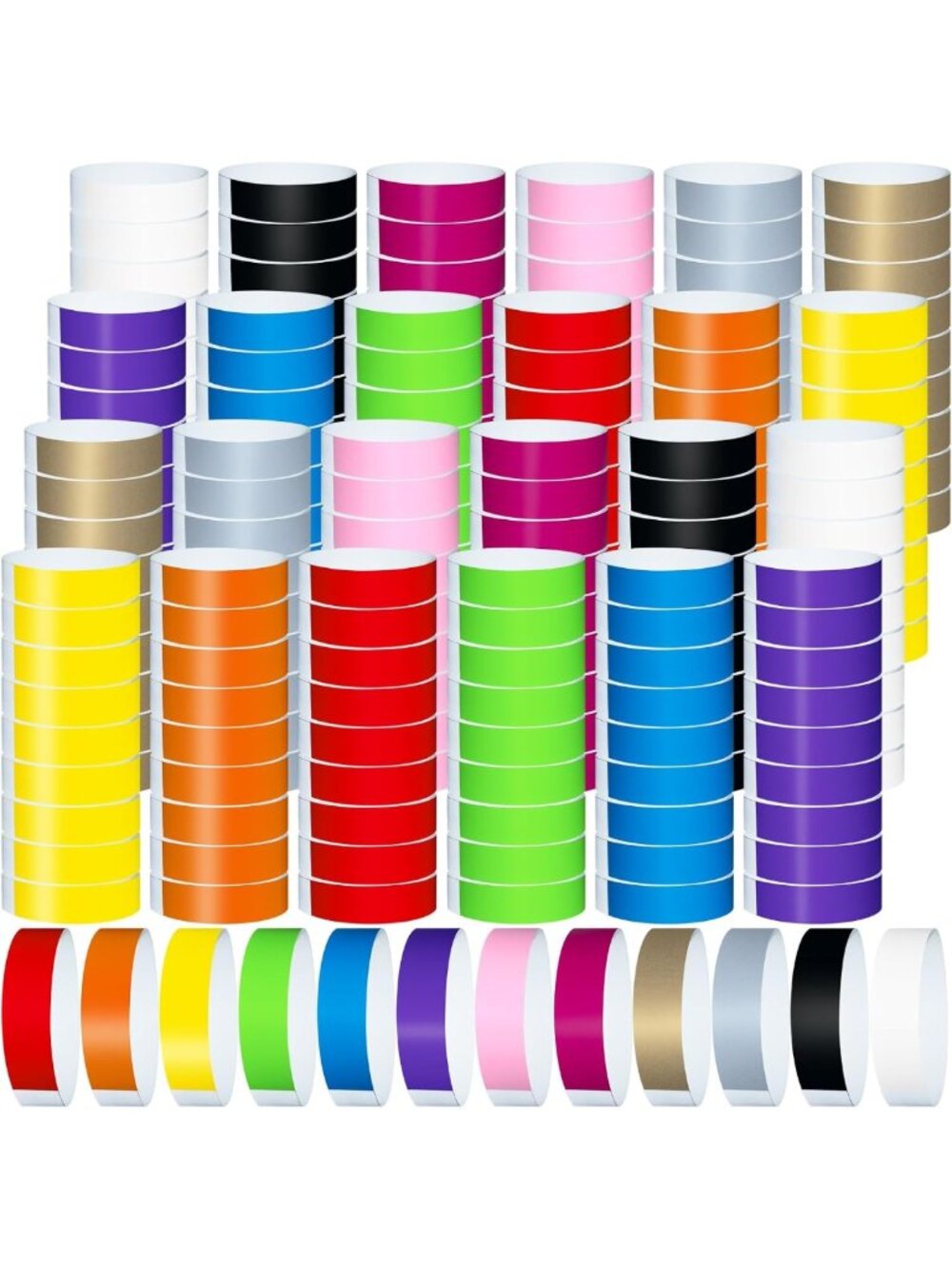 2400 Pcs Colorful Paper Wristbands for Events | Durable Identification Arm Bands